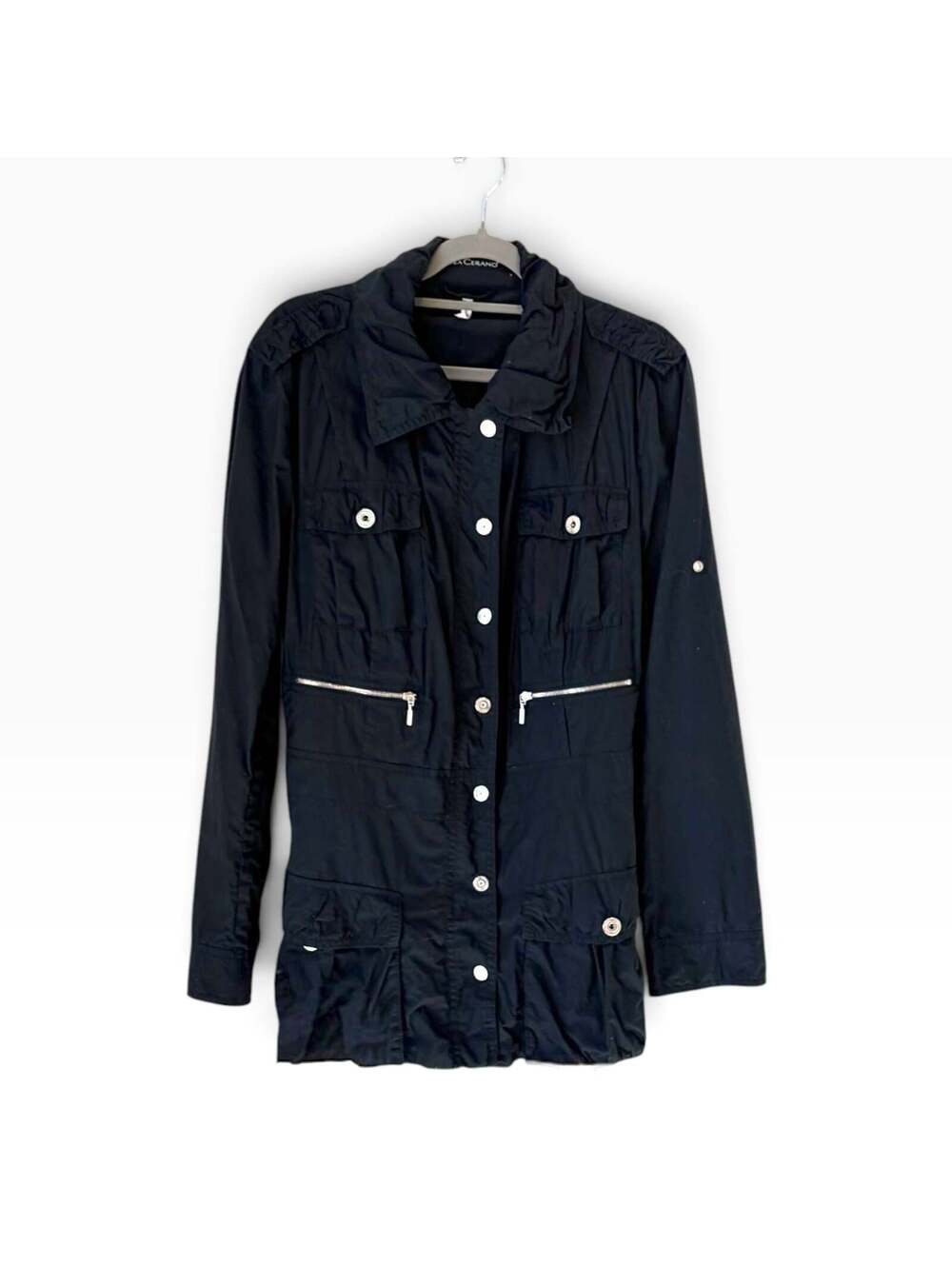 Luisa Cerano Navy 100% Cotton Utility Field Jacket Size 12